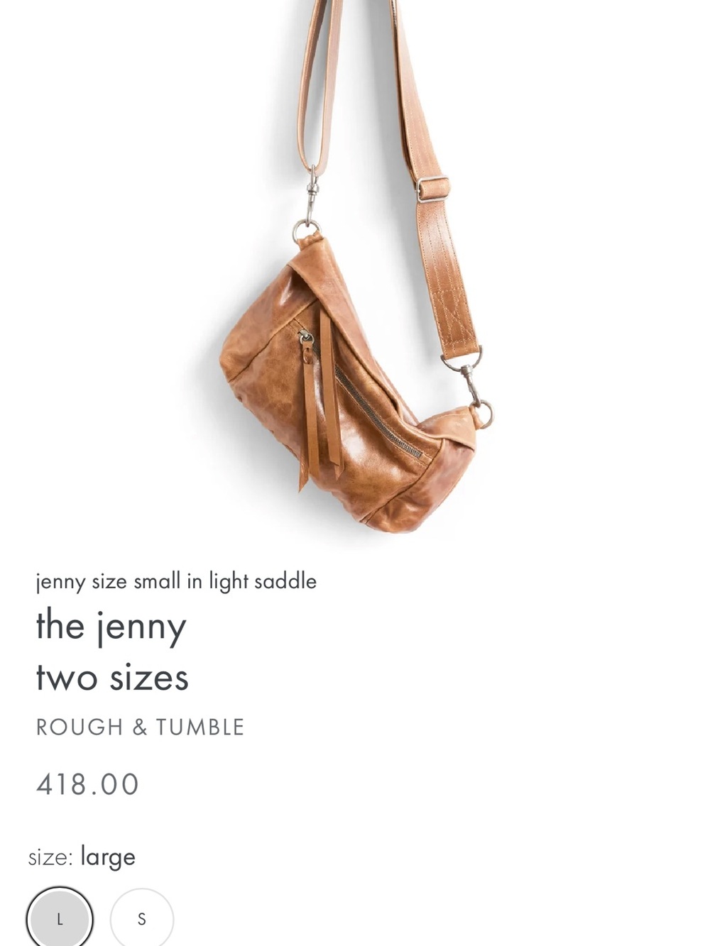 Rough & Tumble Large Jenny Sling Bag in Light Saddle